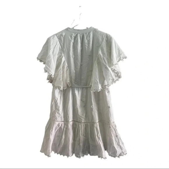 FARM RIO 3D Flower Mini Dress in White Size Small Embroidered Beaded B1 - Picture 5 of 6